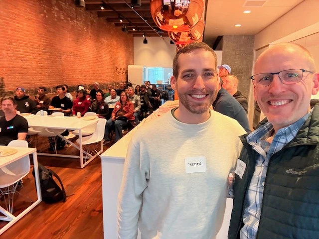 Stephen at a Frontier Creatives event in Seattle, a room of attendees seated behind