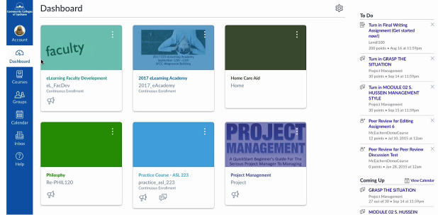 Canvas LMS dashboard