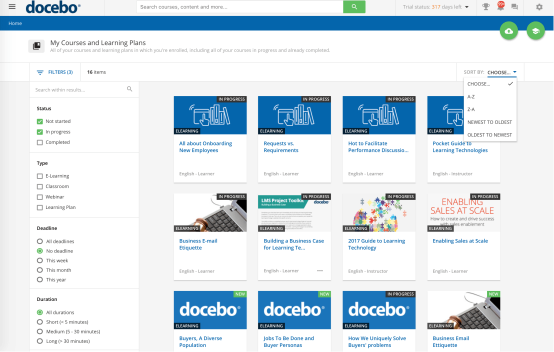 Docebo LMS dashboard